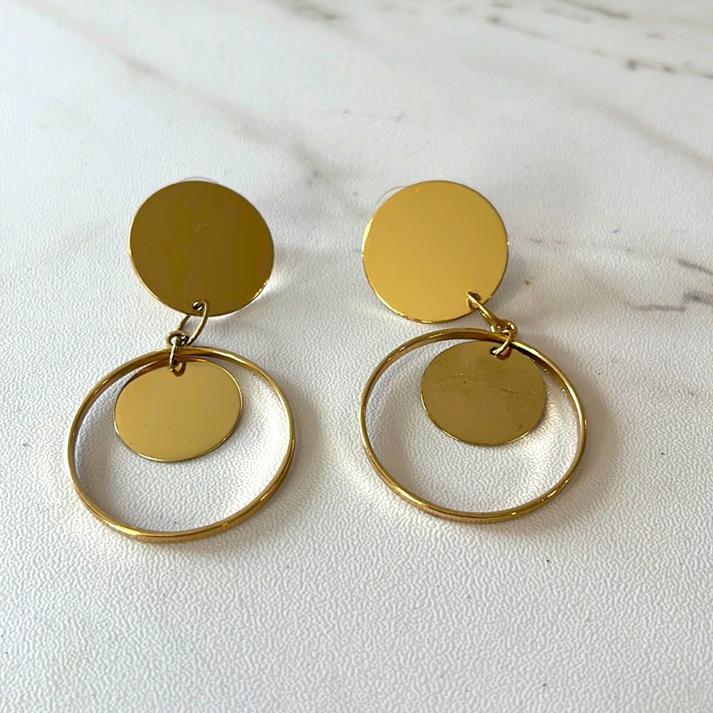 Ettika gold color circle dangle Earrings